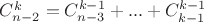 $C_{n-2}^{k}=C_{n-3}^{k-1}+...+C_{k-1}^{k-1}$