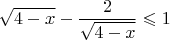 $$
\sqrt{4-x} - \frac{2}{\sqrt{4-x}} \leqslant 1
$$