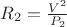 $R_2=\frac{V^2}{P_2}$