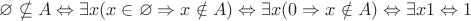 $\varnothing \nsubseteq A \Leftrightarrow \exists x (x\in \varnothing \Rightarrow x\notin A) \Leftrightarrow \exists x (0\Rightarrow x\notin A) \Leftrightarrow  \exists x 1 \Leftrightarrow 1$