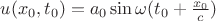 $u(x_0,t_0) = a_0 \sin \omega( t_0+ \frac {x_0} c)$
