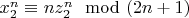 $x_2^n\equiv nz_2^n\mod(2n+1)$