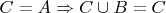 $C=A \Rightarrow C\cup B=C$