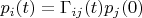 $p_i(t) = \Gamma_{ij}(t) p_j(0)$