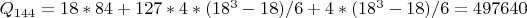 $Q_{144}=18*84+127*4*(18^3-18)/6+4*(18^3-18)/6=497640$