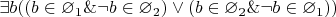 $\exists b((b\in\varnothing_1\&\neg b\in\varnothing_2)\vee(b\in\varnothing_2\&\neg b\in\varnothing_1))$