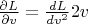 $ \frac{\partial L}{\partial v} = \frac{d L}{d v^2} 2v $
