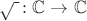 $\sqrt{\phantom.}\colon\mathbb C\to\mathbb C$