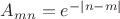 $A_{mn}=e^{-|n-m|}$
