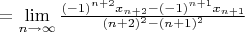 $=\lim\limits_{n \to \infty} \frac{(-1)^{n+2}x_{n+2}-(-1)^{n+1}x_{n+1}}{(n+2)^2-(n+1)^2}$