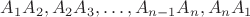 $A_1A_2, A_2A_3, \ldots, A_{n-1}A_n, A_nA_1$