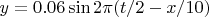 $y=0.06\sin2\pi(t/2-x/10)$