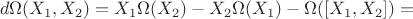 $$d\Omega(X_1,X_2)=X_1\Omega(X_2)-X_2\Omega(X_1)-\Omega([X_1,X_2])=$$