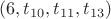 $(6,t_{10},t_{11},t_{13})$