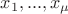 $x_1, ...,x_\mu$