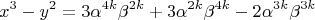 $$x^3-y^2=3\alpha^{4k}\beta^{2k}+3\alpha^{2k}\beta^{4k}-2\alpha^{3k}\beta^{3k}$$