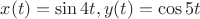 $x(t)=\sin{4 t}, y(t)= \cos{5 t}$