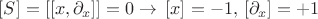 $[S]=[[x, \partial_x]]=0\rightarrow\, [x]=-1,\, [\partial_x]=+1$