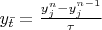$y_{\bar{t}}=\frac{y^{n}_{j}-y^{n-1}_{j}}{\tau}$