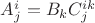 $A^i_j=B_k C^{ik}_j$