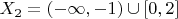 $X_2 = (- \infty, -1) \cup [0, 2]$