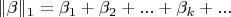 $\Vert \beta \Vert _1=\beta _1+\beta _2+...+\beta _k+...$