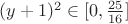 $(y+1)^2 \in [0,\frac {25} {16}]$