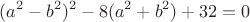 $$
(a^2-b^2)^2 - 8(a^2+b^2) + 32 = 0
$$
