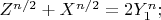 $Z^{n/2}+X^{n/2}=2Y_1^n;$