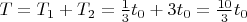$T=T_1+T_2=\frac 13t_0+3t_0=\frac{10}3t_0$