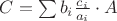 $C = \sum b_i \frac{c_i}{a_i} \cdot A $