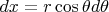 $dx=r\cos\theta d\theta$