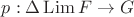 $p: \Delta \operatorname{Lim} F \to G$