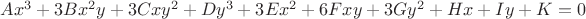 $Ax^3+3Bx^2y+3Cxy^2+Dy^3+3Ex^2+6Fxy+3Gy^2+Hx+Iy+K=0$