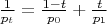${1\over p_t}={1-t\over p_0}+{t\over p_1}$