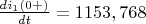$\frac {di_1(0+)} {dt}=1153,768$