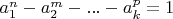 $a_1^n-a_2^m-...-a_k^p=1$