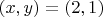 $(x,y)=(2,1)$