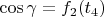 $\cos\gamma=f_2(t_4)$