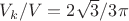 $V_k / V = 2\sqrt{3} / 3 \pi$