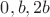 $0, b, 2b$