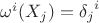 $\omega^i(X_j)={\delta_j}^i$
