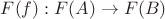 $F(f): F(A)\to F(B)$