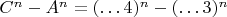 $C^n-A^n=(&hellip;4)^n-(&hellip;3)^n$