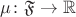 $\mu\colon\mathfrak{F}\to\mathbb{R}$