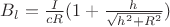 $B_l=\frac{I}{cR}(1+\frac{h}{\sqrt{h^2+R^2}})$