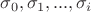 $\sigma_0, \sigma_1, ..., \sigma_i$