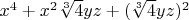 $x^4+x^2 \sqrt[3]{4} yz+(\sqrt[3]{4} yz)^2$