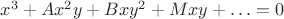 $x^3+Ax^2y+Bxy^2+Mxy+\ldots=0$