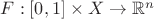 $F:[0,1]\times X\to\mathbb{R}^n$